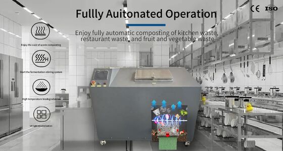 Machine de compostage des déchets de cuisine TOGO TG-CC-100 avec une capacité de 100 kg/jour, construction en acier inoxydable et système de contrôle automatique PLC