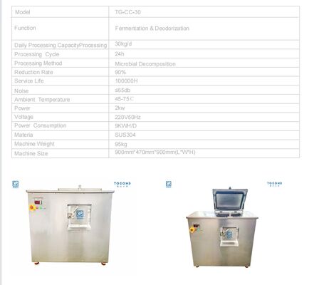 TOGO 30 kg Capacité machine de compostage des déchets de cuisine avec 21-24 heures de traitement et construction en acier inoxydable